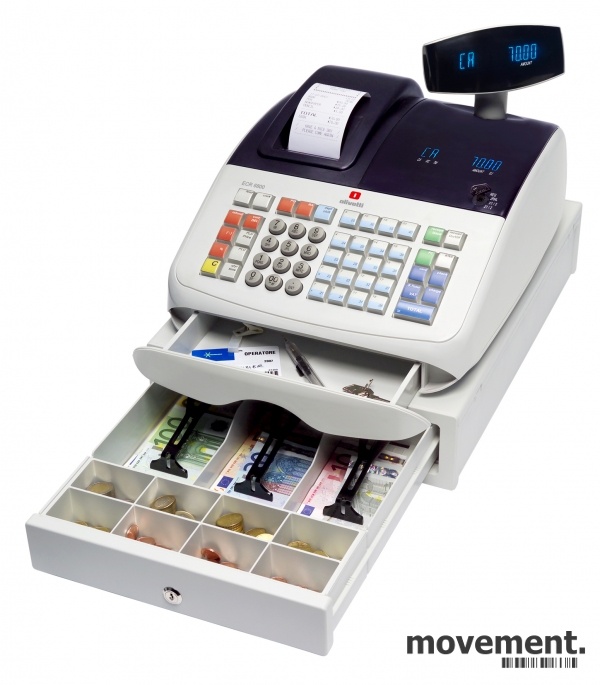 Solgt!Kasseapparat Olivetti ECR 6800, - 2 / 3