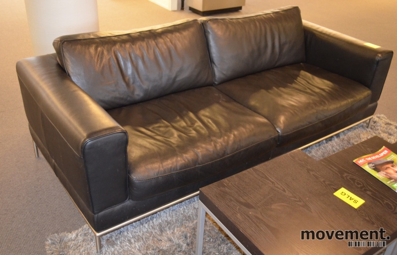 Solgt!3-seter sofa i sort skinn fra IKEA, - 2 / 2