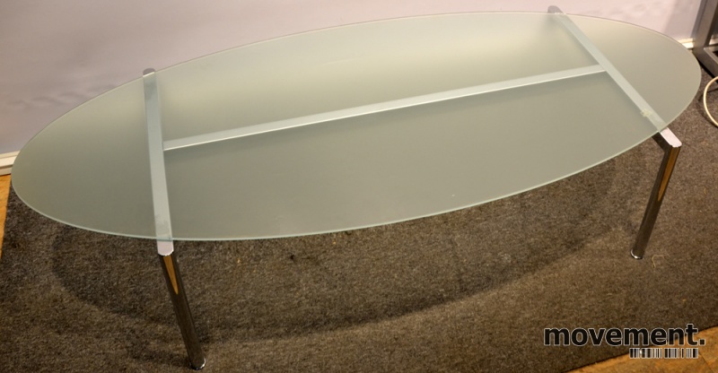 Solgt!Lekkert ovalt glassbord med krom - 2 / 3