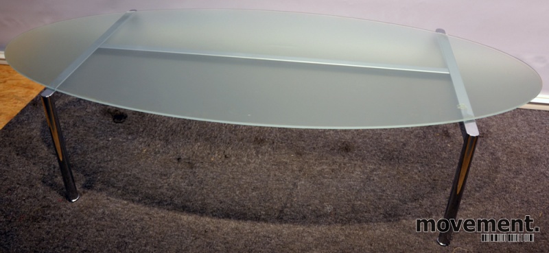 Solgt!Lekkert ovalt glassbord med krom - 1 / 3