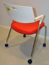 Konferansestol / besøksstol, Vitra Visaroll, rød og hvit, Design: A. Citterio, pent brukt