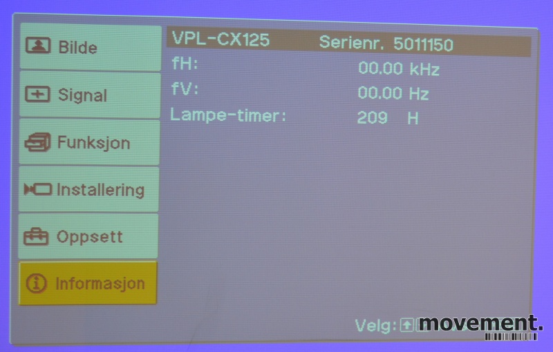 Solgt!Sony VPL-CX125 projektor, kun 209 - 3 / 3