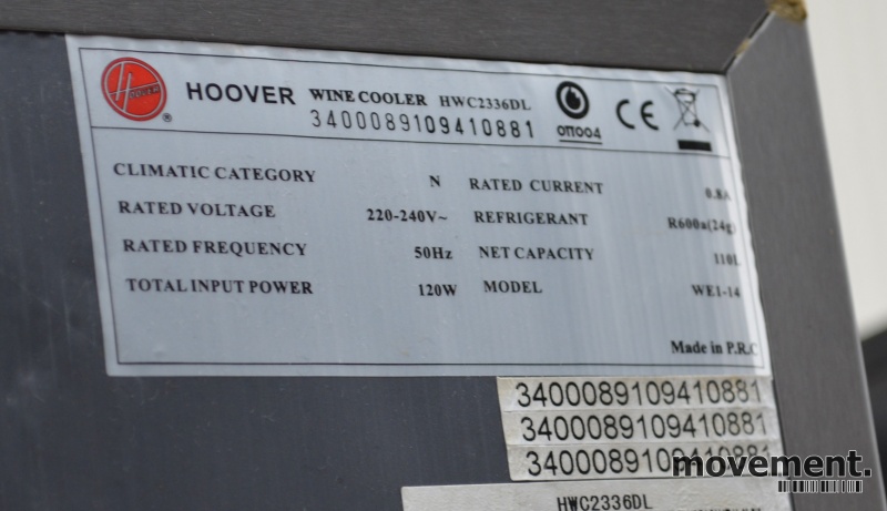 Solgt!Hoover HWC2336DL vinskap, kapasitet - 3 / 3