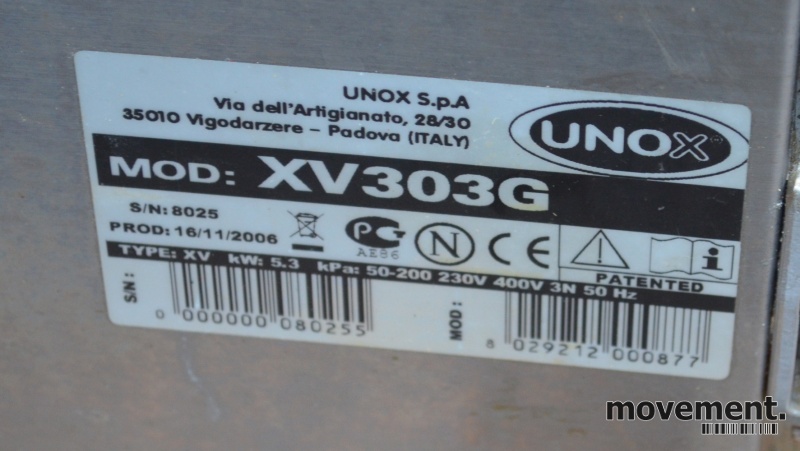 Solgt!Unox XV303G kombidamper, 400V, - 2 / 2