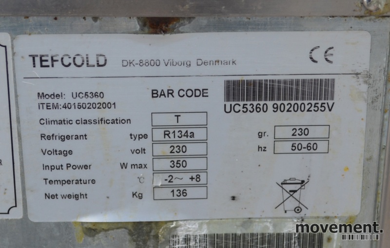 Solgt!Tefcold kjølebenk for storkjøkken, - 2 / 3