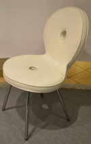 Adrenalina Sediola stol for restaurant / kafé / spisestue i hvitt kunstskinn og krom, pent brukt