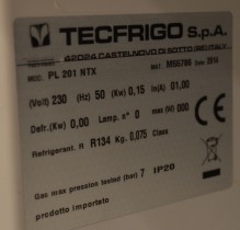 Tecfrigo PL201NTX fryseskap / fryser, 60cm b, underbenk 85,5cm h,  i rustfritt stål, pent brukt