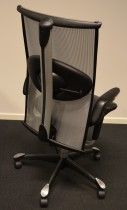 Kontorstol: Håg Inspiration H09, 9220 , mesh rygg, sete i sort skinn, pent brukt