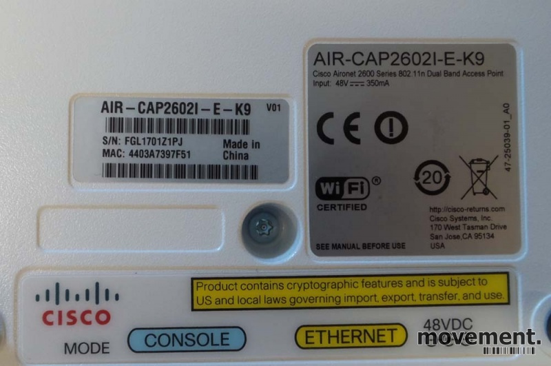 Solgt!Cisco Aironet, AIR-CAP2602I-E-K9 - 3 / 3