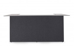 Lekker resepsjonsdisk Glimakra Limbus i mørk grått ullstoff / sort, skrivebord med elektrisk hevsenk, 195x102cm, pent brukt