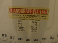 Retro / vintage vekt / pakkevekt fra Landgraff vekter, 1-50kg, pent brukt