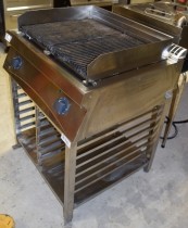 Stor Zanussi grill på stativ, 80cm bredde, 2 soner, 400V, KGE800T 12kW, pent brukt