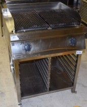 Stor Zanussi grill på stativ, 80cm bredde, 2 soner, 400V, KGE800T 12kW, pent brukt