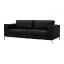 Skinnsofa i sort, modell Arild fra Ikea, 3seter, 207cm bredde, pent brukt