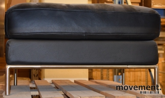 Loungestol puff i sort skinn, modellArild fra Ikea, 73cm IKEA Patrik konferansestol i koksgråtttullstoff, pent brukt
