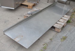 Benkeplate i rustfritt stål, 260x65cm, brukt