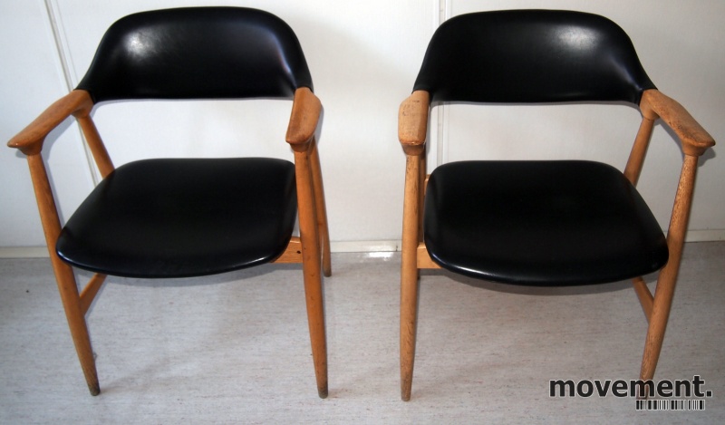 Solgt!Vintage/retro stoler i sort skai / - 2 / 3