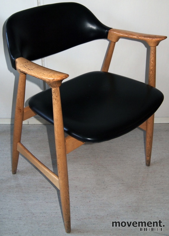 Solgt!Vintage/retro stoler i sort skai / - 1 / 3