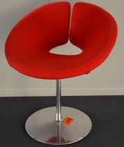 Loungestol i rødt / krom fra Artifort, modell: Little Apollo, Design: Patrick Norguet, pent brukt