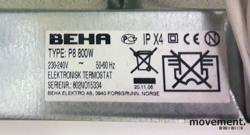 Solgt!Beha panelovn 800W for - 4 / 4