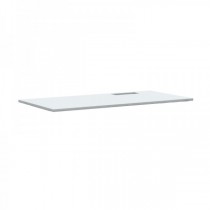 Hvit, rektangulær bordplate til skrivebord med kabelluke på høyre side fra Narbutas, 160x80cm, kabelluke i grått, NY/UBRUKT