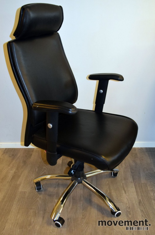 Solgt!Kontorstol i sort skinn fra - 2 / 4