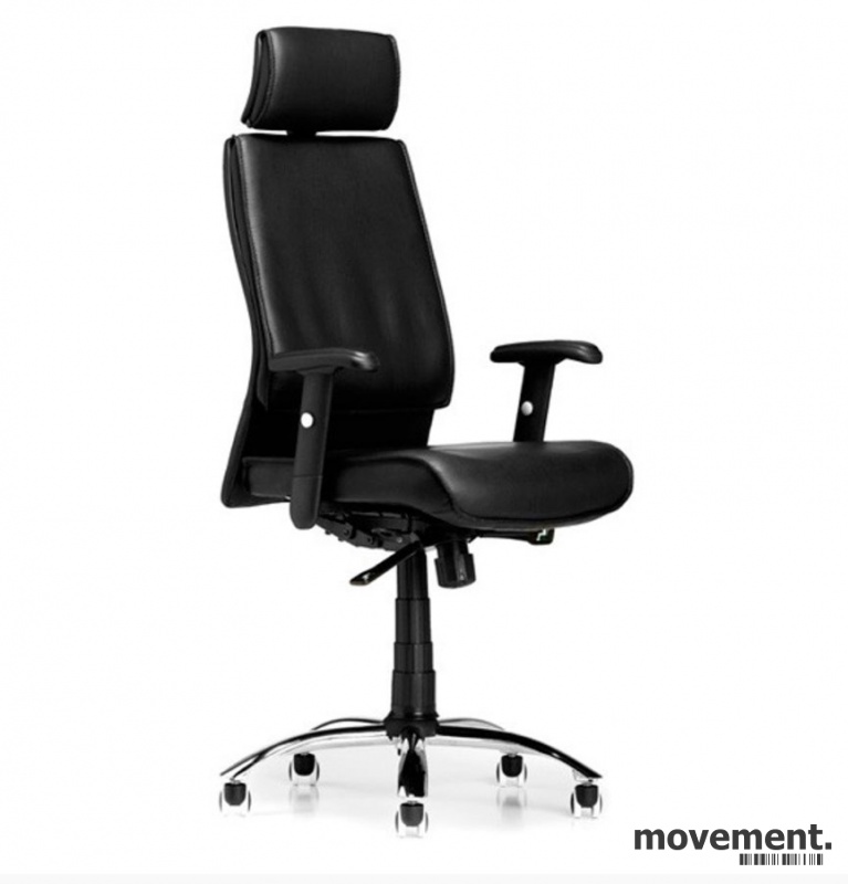 Solgt!Kontorstol i sort skinn fra - 1 / 4