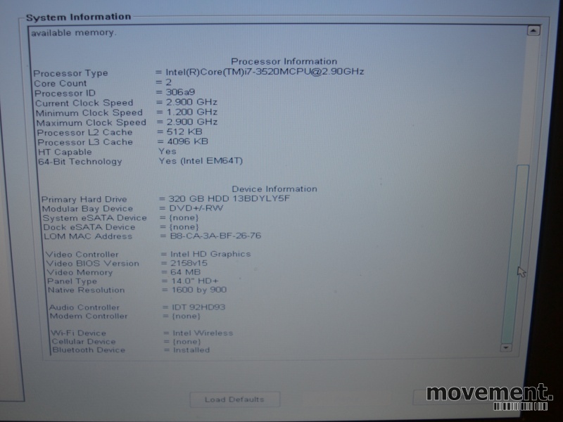Bærbar PC: Dell Latitude E6430, Corei7 3520M 2,9GHz, 8GB Dell Latitude E6430 14 i7 3520M 8 GB RAM 256 GBSSD