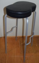 Barstol / barkrakk fra Materia, modell BØNAN, sort skinn / grå, 78cm sittehøyde, pent brukt