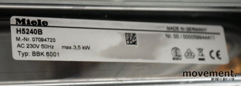 Solgt!Miele innbyggingsovn, H5240B, i - 4 / 6
