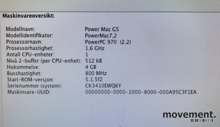 Solgt!Apple Power Mac G5, PowerMac 7,2, - 5 / 7