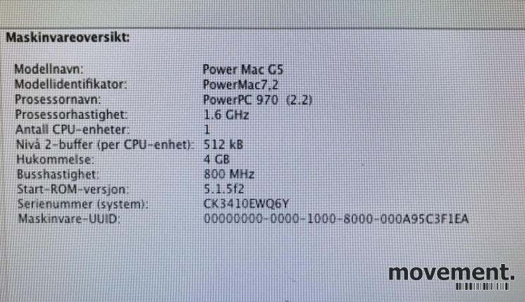 Solgt!Apple Power Mac G5, PowerMac 7,2, - 5 / 7