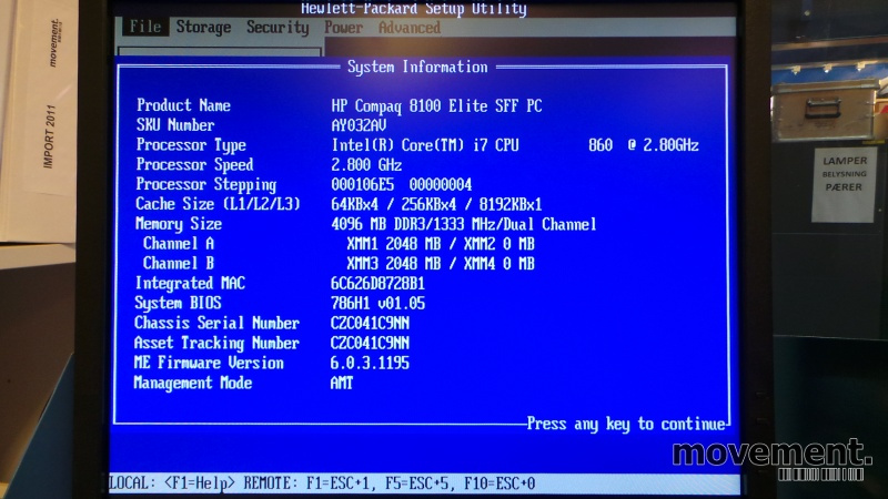 Solgt!Stasjonær PC: HP Compaq Elite 8100 - 2 / 3