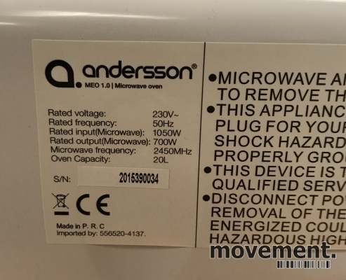 Solgt!Mikrobølgeovn fra Anderson, modell - 2 / 2