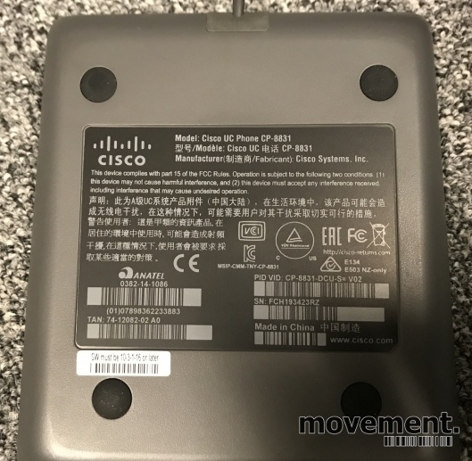 Solgt!Cisco konferansetelefon CP-8831 - 3 / 4