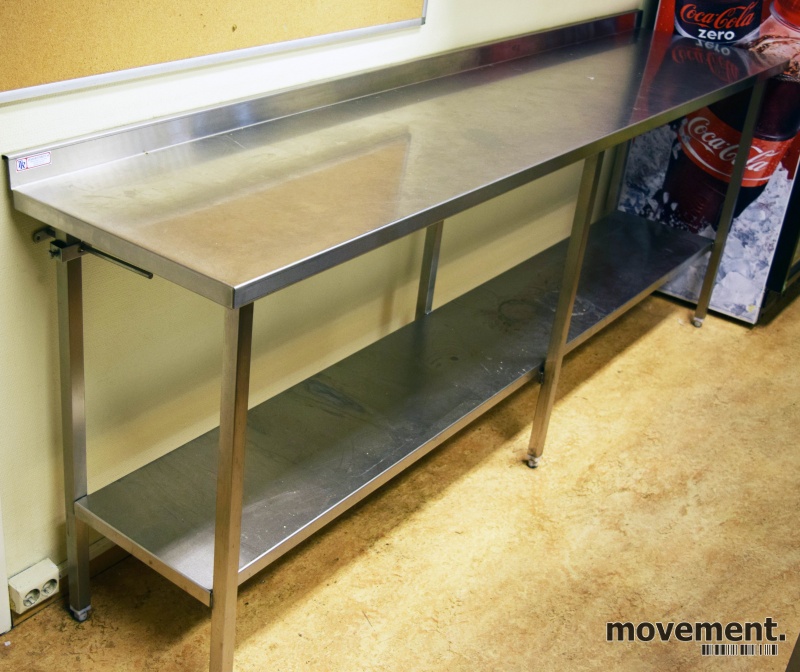 Solgt!Arbeidsbenk i rustfritt stål, - 1 / 2