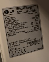 LG GW-L207FLQK side-by-side kjøle/frys i rustfritt stål-look, bredde 89cm, høyde 175cm, pent brukt