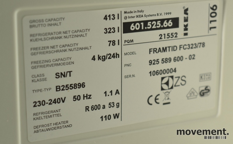 Solgt!Kjøleskap i stål, 69cm bredde, - 5 / 5