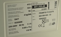 Kjøleskap i stål, 69cm bredde, 180cm høyde, kombiskap, Framtid FC232/28, Electrolux / Ikea, pent brukt