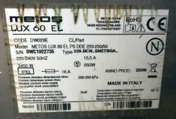Metos Master Oppvaskmaskin for storkjøkken, LUX 60 EL DW029E, 400VOLT, 2009-modell