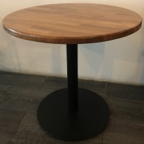 Kafebord med rund, heltre bordplate, Ø=79cm, H=77cm, sort understell, pent brukt