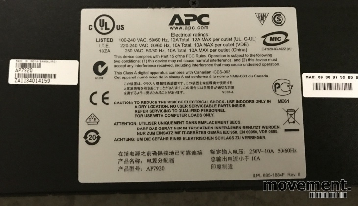 Solgt!APC AP7920 Switched Rack PDU - - 4 / 4