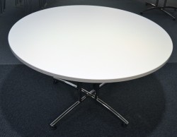 Rundt møtebord / konferansebord / kantinebord i hvitt / krom fra EFG, Ø=120cm, pent brukt