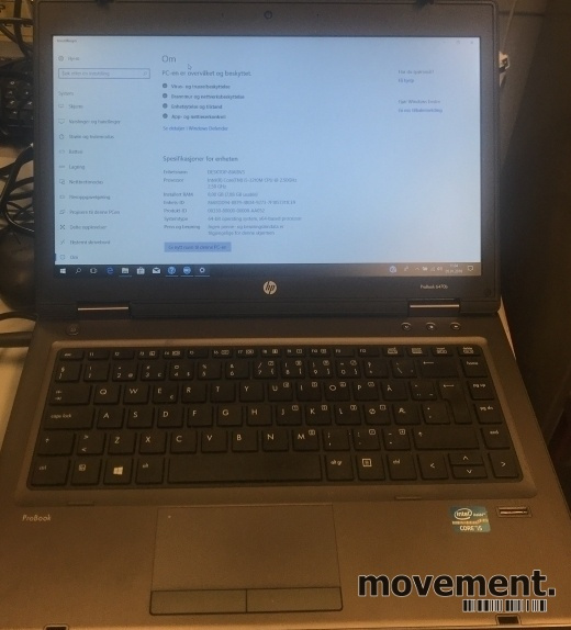 Solgt!Bærbar PC: HP ProBook 6470b, Intel - 4 / 5
