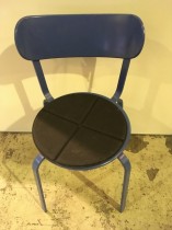 Solid kafestol / restaurantstol fra LaPalma, modell Stil, blått metall med antrasitt pute i polyuretan, brukt
