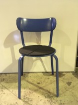 Solid kafestol / restaurantstol fra LaPalma, modell Stil, blått metall med antrasitt pute i polyuretan, brukt