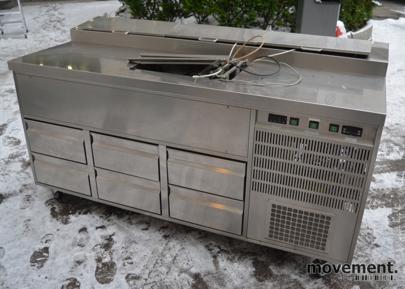 Solgt!Kjølebenk med kjøleskuffer på hjul, - 1 / 6