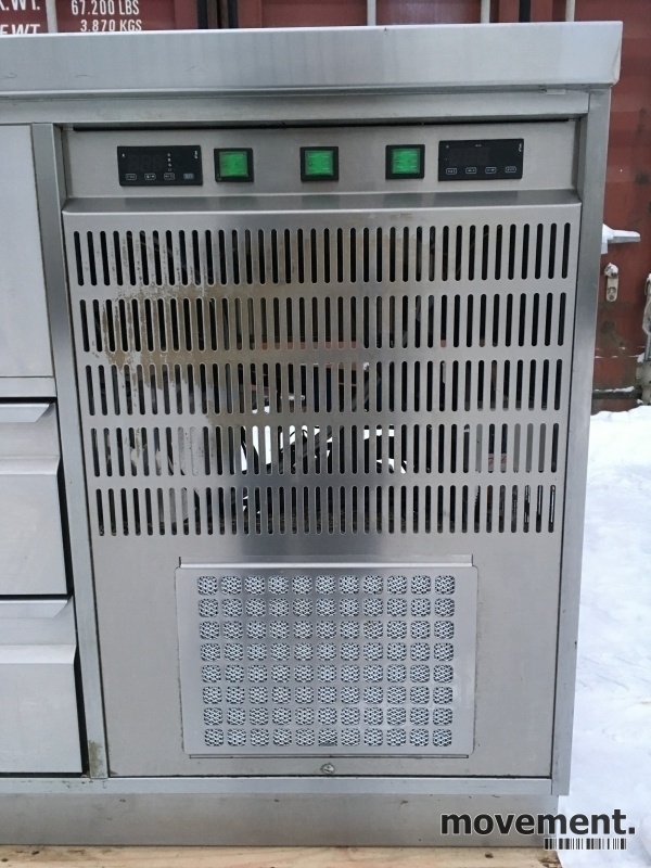 Solgt!Kjølebenk med kjøleskuffer på hjul, - 3 / 6