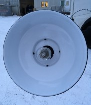 Taklampe i sortemaljert metall, fra HK Living, modell Workshop str Medium, Ø=30cm, industrilampe / verkstedlampe, pent brukt