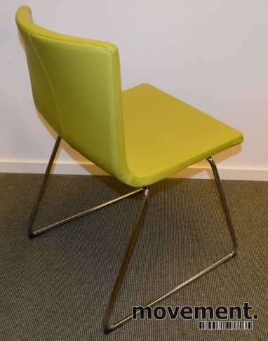 Konferansestol besøksstol fra IKEA,Bernhard i grønt skinn Bernhard konferansestol fra IKEA, sortskinn, krom ben, pent